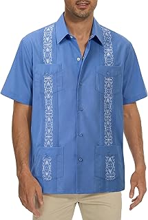 Men's Guayabera Shirts Short Sleeve Casual Snap Shirts