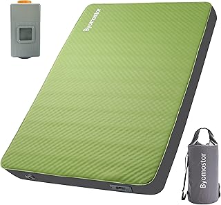4" Ultra-Thick Foam & Air Camping Mattress with Built-in Rechargeable Air Pump, 9.5R Insulated Foam Air Mattress for Car, Truck, Rooftop Tent – Double Size, Portable All-Season Sleeping Pad