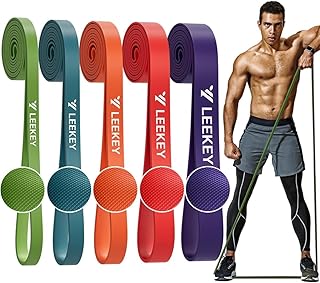 LEEKEY Rubber Resistance Bands ,Muit leves Exercise Bands with Door Anchor,Pull Up Assistance Bands for Men and Women- Strength Bands for Fitness Training, Physical Therapy,Home Gym Workouts