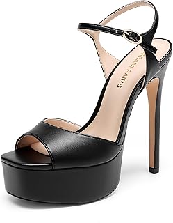 Women's High Platform Heels 5.75'' Stilettos Open Square Toe Heeled Sandals Ankle Strap Sexy Comfort Dress Shoes Wedding Bridal Pumps 2026 Heels for Women