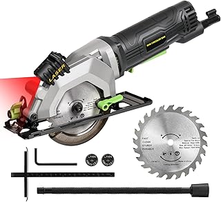 Power Circular Saw,4.8A Mini Circular Saw with Laser Guide,4000RPM Corded Saw Equipped with 1 Pc 4-1/2" Blades,Maximum Cutting 1-11/16" at 90° and 1-1/8"at 45° for Wood, Soft Metal, Plastic