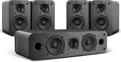 Saiyin 5.0 Home Theater System, 230w Peak Power HiFi Surround Sound Speakers with Stereo Surround Sound and Classic Rretro Wood Grain for TV/PC, Passive, Amplifier Required (Cable Not Included)