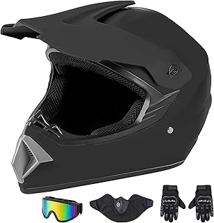 CARTMAN Adult Dirt Bike Helmets Motocross ATV Dirtbike Offroad Full Face Motorcycle Helmet, DOT Approved Matte Black and Blue