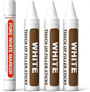 White Wood Filler Sticks 3 Pack – Wax Putty Repair Pen & Marker Kit to Fix Nail Holes, Scratches & Dings in Baseboard, Cabinet, Trim, Wall & Furniture, Renter-Friendly & Move-Out Essential, Pure White