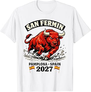 San Fermin Pamplona Spain Encierro The Running of The Bulls T-Shirt