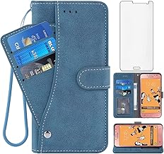 Asuwish Phone Case for Samsung Galaxy Grand Prime J2 Prime, Flip Wallet Cover with Tempered Glass Screen Protector Stand Card Holder Slot Shockproof Kickstand Cell Protective Case for 2 2J Plus Blue