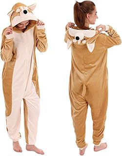 COSUSKET Snug Fit Unisex Adult Onesie Pajamas, Flannel Cosplay Animal One Piece Halloween Costume Sleepwear Homewear