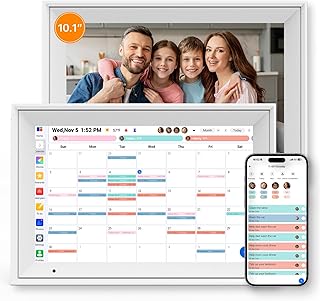 Digital Calendar 10.1'' Electronic Calendar for Family Schedules, WiFi Smart Calendar Built-in 32GB Memory, 1280 * 800 IPS HD Touchscreen Interactive Family Planner & Meal Planner-White