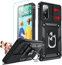 for Samsung Galaxy S20-FE 5G Case: 𝐍ot 𝐅it 𝐒𝟐𝟎, Samsung S20 FE Case with Camera Cover+Glass Screen Protector, Heavy Duty Rugged Cell Android Cover Funda Ring Stand S20FE Phone, Black