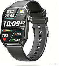 TRAUSI Touchscreen Smartwatch with Bluetooth Call, 100 Modes and Sleep Notifications, Waterproof Watch for iPhone Black