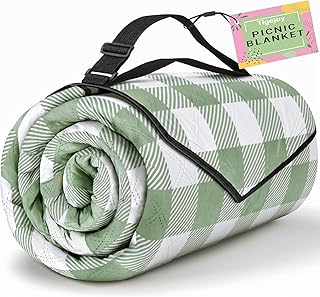 TigeJoy Extra Large Picnic Blanket Waterproof Foldable 80''x80'', Outdoor Picnic Mat Beach Blanket Sandproof for Park, Grass, Travel, Hiking, Camping Essentials, Gingham Picnic Blanket