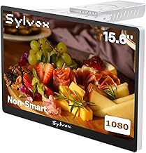 SYLVOX 15.6" Under Cabinet Kitchen TV, Non-Smart 1080P FHD Small TV, Foldable with 90° Rotation, 178° Wide Viewing Angle, 12V Compatible for RV & Camper, HDMI USB RF Ports, Works with Fire Stick