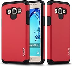 J&D Case Compatible with Samsung Galaxy On5, Heavy Duty Dual Layer Hybrid Shockproof Rugged Bumper Cover, Red