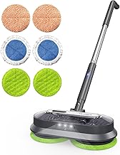 Cordless Electric Mop with Spray & Detachable Water Tank, Lightweight Electric Spin Mop with Headlights for Hardwood Tile Laminate Floors, Long-Lasting Battery, Self-Propelled Floor Cleaner