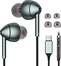 USB-C Wired Earbuds with Microphone, Volume Control, Noise Canceling, Compatible with Samsung Galaxy S24 S23 S22, iPhone 17 16 15 Pro Pro max, Pixel Phones