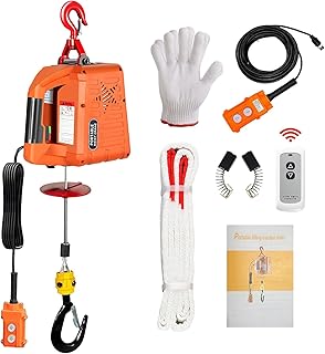 3 in 1 Electric Hoist Winch,2200 lbs,110/120V Portable Pure Copp Electric Winch Crane for Garage, Factory, Warehouse, Balcony