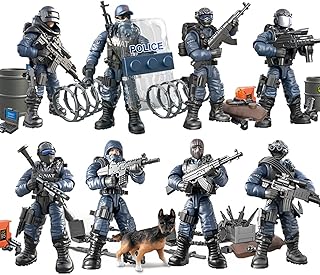 SWAT Model Equipment Assembly Building Block Toys,8 PCS City Police Action Mini-Figures with Multiple Military Weapons Accessories,Party Favors Set for Boys and Man