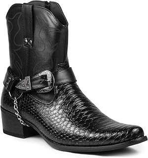 Diego-01 Men's Belt Buckle Chain Strap Western Cowboy Boots