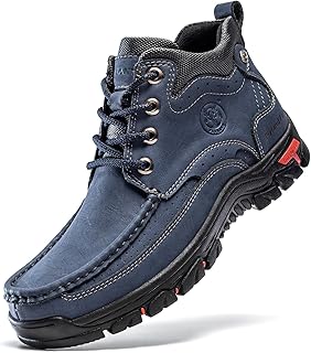 Men's Casual Boots Vintage Leather Ankle Dress Boot Chukka Boots Mid Top Non-Slip Driving Walking Shoes