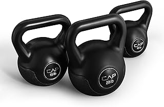 CAP Barbell 45 LB Cement Kettlebell Set – 10 lb, 15 lb & 20 lb Vinyl-Coated Kettlebells for Strength Training, Cardio, Cross Training & Home Gym Workouts