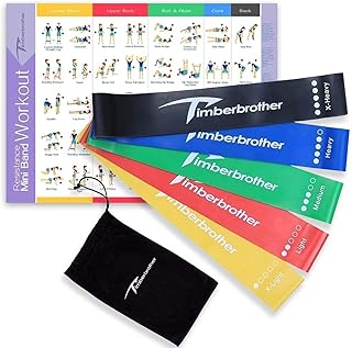 Resistance Loop Bands with Workout Poster 16.5”x 22.4”,Set of 5 Exercise Bands for Crossfit Workout and Physical Training