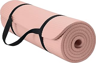Gaiam Essentials 2/5" Thick (10mm) Yoga & Pilates, Fitness & Exercise Mat with Easy-Cinch Carrier Strap Cusion Support For Fitness and Gym Workouts