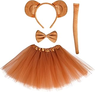Animal Monkey Costume Soft Monkey Ears Headband Bowtie Tail Tutu Fancy Costume for Halloween Cosplay Party