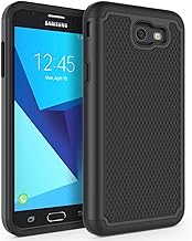 Shockproof Phone Case Cover for Samsung Galaxy J7 V 2017 (1st Gen) / Galaxy J7 2017 / Prime/Perx/Sky Pro/Halo [Black]