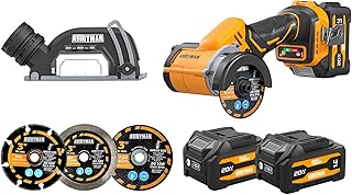 ALLOYMAN 20V Cordless Mini Circular Saw, Brushless 18,000 RPM, 3-Inch CuttingTool with Forward/Reverse, LED Light, 2×4.0Ah Batteries & Charger,for Wood, Metal,Tile,PVC Cutting