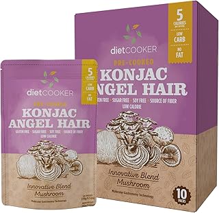 DIET COOKER Shirataki Noodles with 7 Mushroom Powder Blend – 10 Packs 20 Servings Konjac Keto Noodles, Low Calorie Pasta Alternative, Low Carb Pasta, Vegan Gluten Free Miracle Noodles for Keto Meals