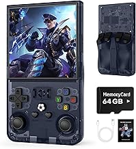 R36MAX Retro Handheld Game Console, 64GB Retro Gaming Console with 4.0 Inch Screen, Portable Video Game Consoles with 4000mAh Battery and Multiple Emulators, Open Linux System (Transparent Gray)