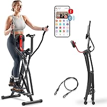Sunny Health & Fitness Foldable Air Walk Elliptical, 30" inch Long Stride Glide Exercise Full-Body Cardio Cross Smart Trainer for Home Office, SunnyFit App via Bluetooth with Adjustable Resistance