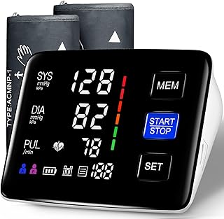 Blood Pressure Monitor, 9-17'' & 13-21'' Extra Large Blood Pressure Cuff Upper Arm, LED Color Backlit Screen Automatic Digital Blood Pressure Machine with USB Cable and 4 AAA Batteries