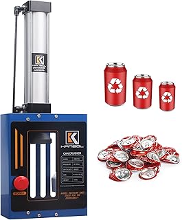 Pneumatic Can Crusher, Fully Enclosed Air Powered Aluminum Can Crusher with Button Control for 12/16oz Soda & Beer Cans – Series 415A Family-Safe Wall Mounted Recycling Tool-Blue