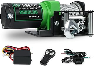2500 lb. ATV/UTV Electric Winch, 12V Waterproof Steel Cable Winch,Electric Winch with Wired Remote and Wireless Remote for ATV UTV Towing,Boat,Off-Road