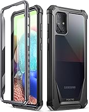 Poetic Guardian Series Samsung Galaxy A71 5G Case - Full-Body Hybrid Shockproof Bumper, Built-in Screen Protector, Black/Clear