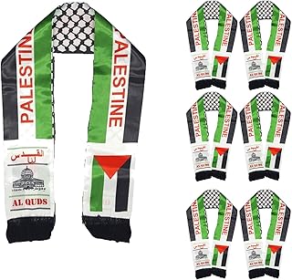 Palestine Flag Scarf,Palestine Flag Shawl Sash Stole Wraps Scraf,Double Side Scarf Palestine Satin Scarf (6 PCS)