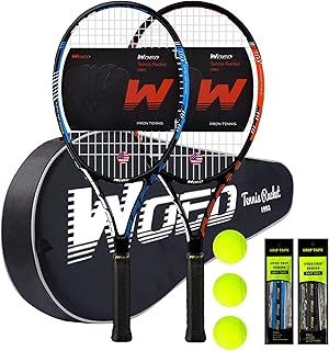 Adult 2 Player Tennis Racket Perfect for Beginner and Professional Players, 27” Speed Tennis Racquet Include Tennis Balls, Overgrips, Tennis Bag, Vibration Dampe, Cover