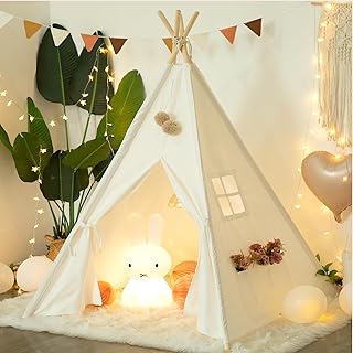 RongFa Teepee Tent for Kids-Portable Children Play Tent Indoor Outdoor (White)