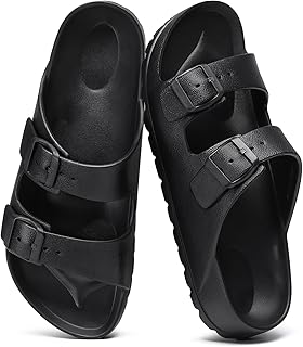 Women's Comfort Sandals with Medium Arch Support Double Buckle Adjustable EVA Slides for Summer Beach