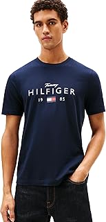 Men's Short Sleeve Cotton Graphic T-Shirts with Printed Script and Flag Logo