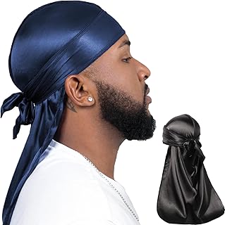 2 Pieces Silky Durag Pack for Men Women Waves, Premium Satin Deluxe Du-rag