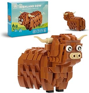 Highland Cow Building Blocks Set, 330 PCS Cute Scottish Cattle Building Toy Bricks Kit Figurine Christmas Birthday Gift for Adults & Kids Boys & Girls (Age 6+), DIY Home Office Decor
