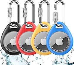 AirTag Holder for Apple - 4 Pack Air Tag Case [Professional Carabiner] [Waterproof] [Shockproof] TPU AirTag Keychain for Kids, Pets, Keys, Luggage, Backpacks