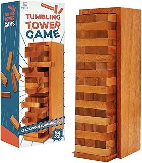 Wooden Tumbling Tower Family Game for Senior and Adult and Classic Stacking Party Block for Challenging Your Skills Wood Stack Towers Wooden Board Seniors Games for Adults