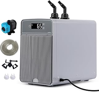 BAOSHISHAN 1/10 HP Aquarium Chiller, 42 Gallon Water Cooling System for Axolotl, Hydroponics & Coral Reefs, Quiet Refrigeration Compressor, Titanium Evaporator for Freshwater & Saltwater
