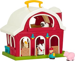 Battat– Big Red Barn, Animal Farm Playset – Learning Toy for Toddlers, 18M Plus, 13.5" x 9"x 12"