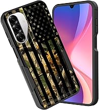 for Galaxy A17 5G Case,Dual Layer Heavy Duty Hybrid Shockproof Hard PC Soft Silicone TPU Bumper Protective Cover Case for Samsung Galaxy A17 5G 6.7 inch 2025,Camo Forest American Flag