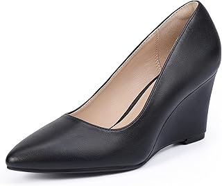IN3 Wedges for Women Closed Toe Pumps Low Heel Pointed Toe Work Wedding Bridal Office Formal Business Dress Casual Dressy Comfortable Trendy Fashion Shoes