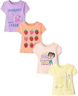 Baby Girls' and Toddler Unicorns,Butterflies,Trends Short Sleeve Graphic T-Shirts,4 Pack